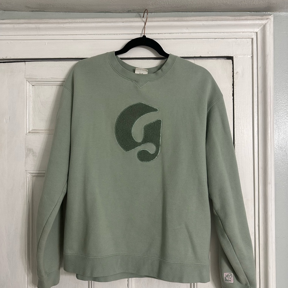 glossier boston limited edition sage green crewneck sweatshirt